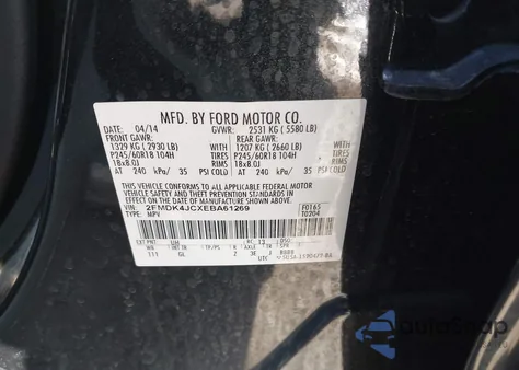 2014 Ford Edge Sel from USA, damaged, VIN 2FMDK4JCXEBA61269